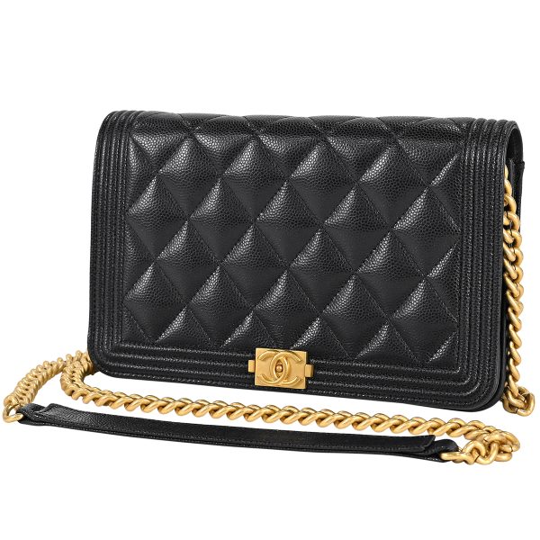 1000073168965 01 Chanel Chocolate Bar Mini Chain Coco Mark CC Pochette Shoulder Bag Patent Leather Black