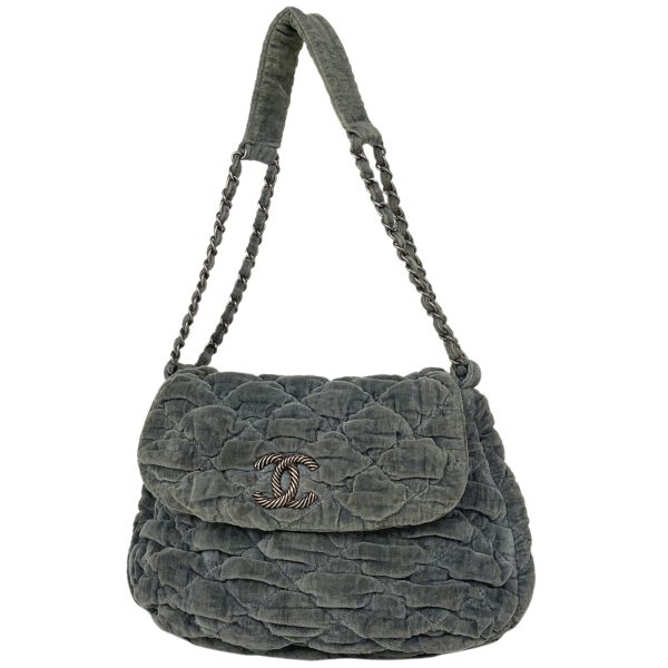 1000073247196 11 Chanel Coco Mark Chain Shoulder Bag Gathered Matelasse Handbag Shoulder Bag Suede Gray