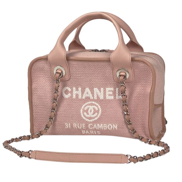 1000073247301 11 Chanel Deauville Bowling Bag Shoulder Bag Handbag Canvas Pink