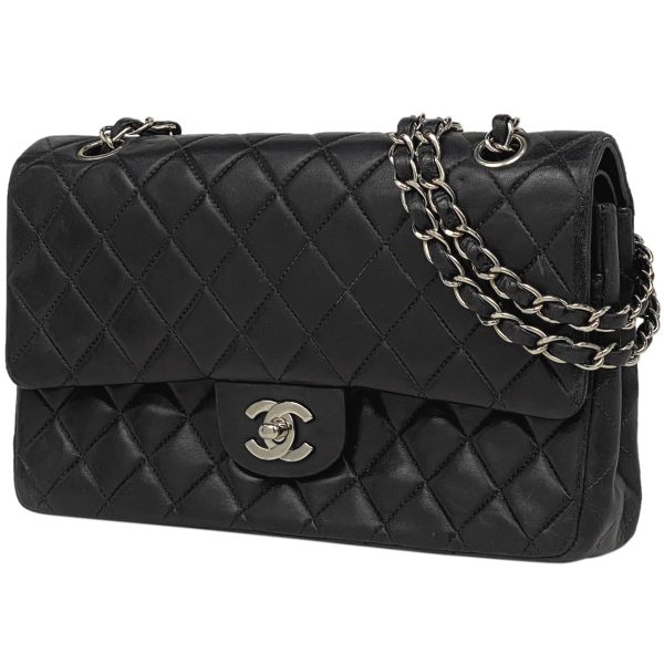 1000073256563 11 Chanel Matelasse W Flap Chain Shoulder Bag Coco Mark Handbag Leather Black