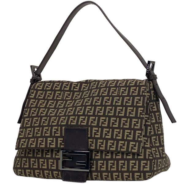 1000073303182 11 Fendi Zucchino Pattern Shoulder Bag Brown