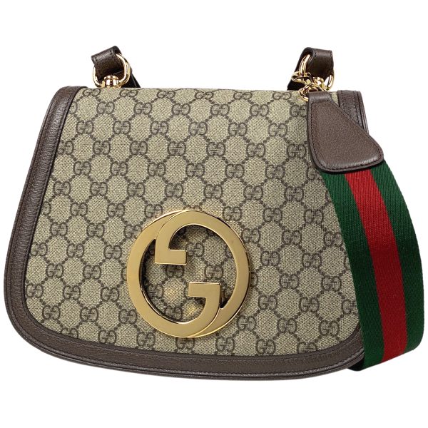 1000073415465 11 Gucci Blondie Medium GG Pattern Interlocking G Sherry Line Shoulder Bag GG Supreme Brown