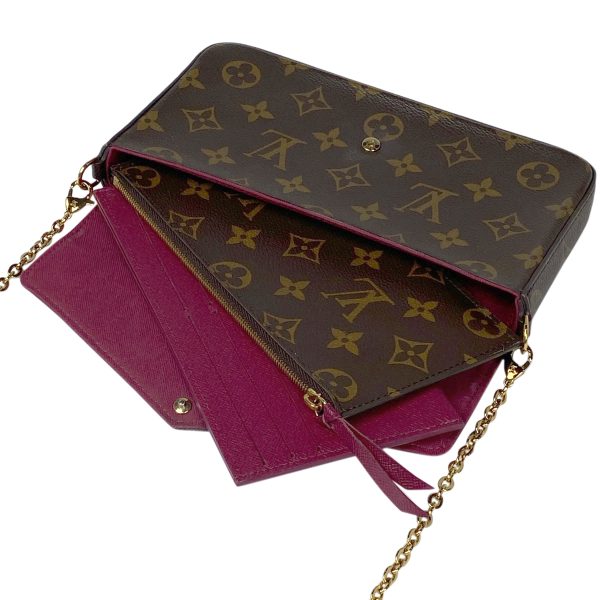 1000073415946 17 Louis Vuitton Pochette F√©licie Chain Wallet Shoulder Bag Monogram Brown