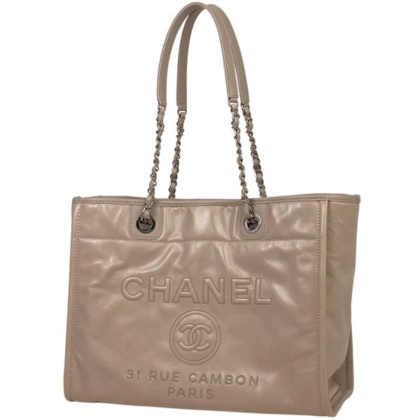 1000073420056 11 Chanel Deauville Line Chain Tote Bag Logo Here Mark MM Shoulder Bag Tote Bag Leather Pink