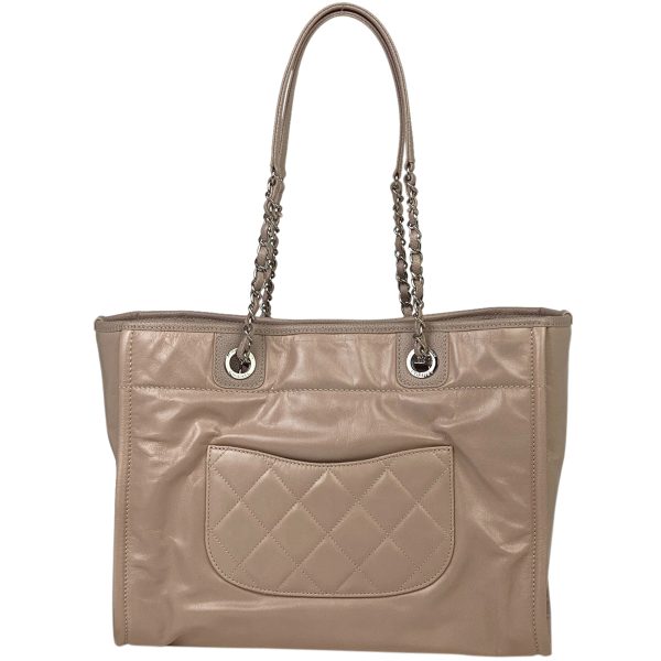 1000073420056 13 Chanel Deauville Line Chain Tote Bag Logo Here Mark MM Shoulder Bag Tote Bag Leather Pink