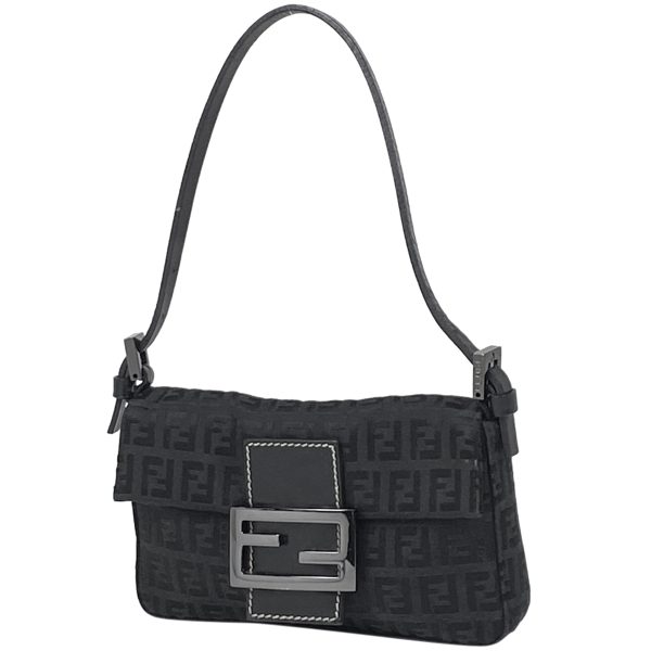 1000073761821 11 Fendi Zucchino Pattern Handbag Logo Handbag Canvas Black