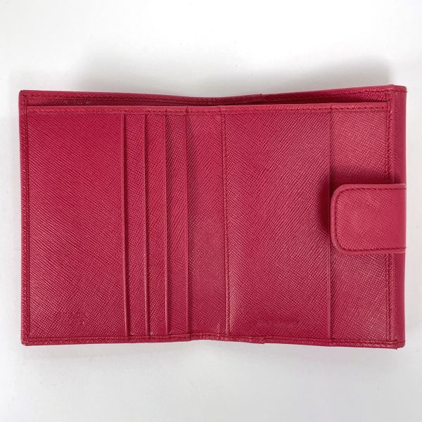 1000073774524 16 Prada Logo Saffiano Leather Bifold Wallet Pink