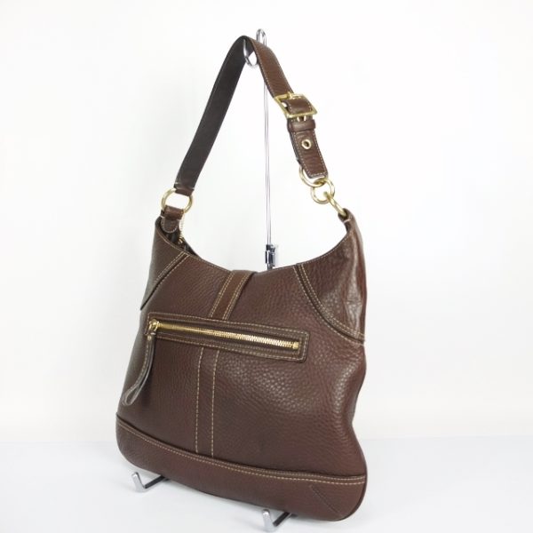 10001020 3 Coach Leather One Shoulder Shoulder Bag Brown