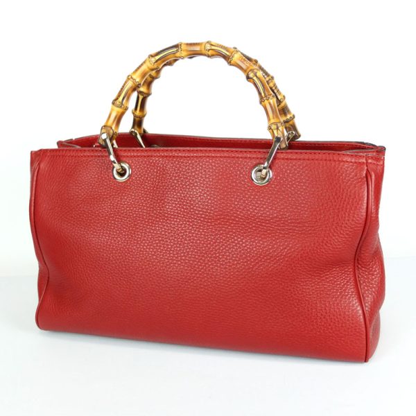 10002637 2 Gucci Bamboo Shopper Red Leather Tote Bag