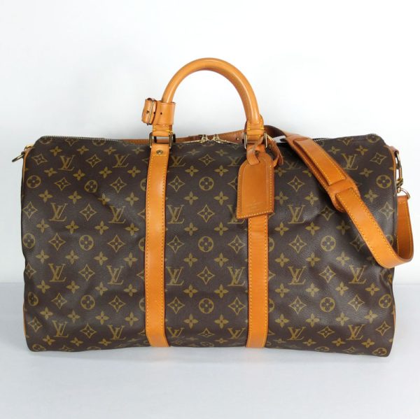 10003384 1 Louis Vuitton Keepall Bandouliere Monogram Boston Bag Brown