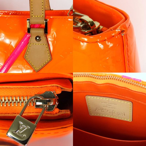 10003404 7 Louis Vuitton Houston Monogram Vernis Fluot Orange Tote Bag