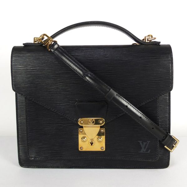 10003691 1 Louis Vuitton Monceau Epi Noir Black Gold Hardware Handbag