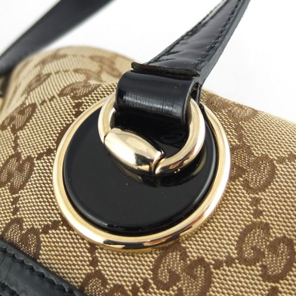 10004081 11 Gucci GG Canvas Beige Black Mini Boston Bag