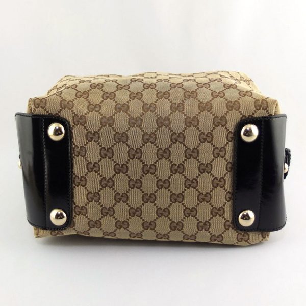 10004081 3 Gucci GG Canvas Beige Black Mini Boston Bag