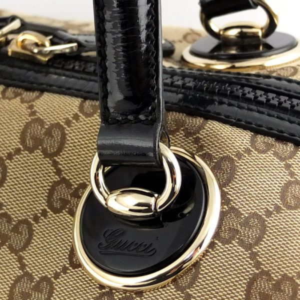 10004081 7 Gucci GG Canvas Beige Black Mini Boston Bag