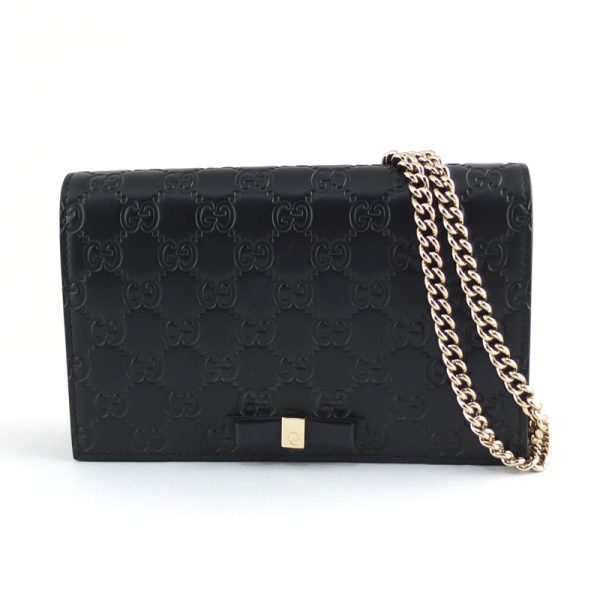 10004592 1 Gucci Chain Wallet Black Guccisima Shoulder Bag