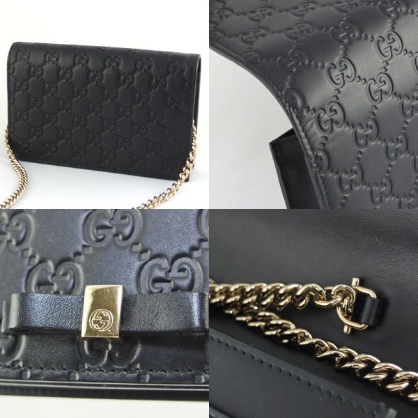 10004592 10 Gucci Chain Wallet Black Guccisima Shoulder Bag