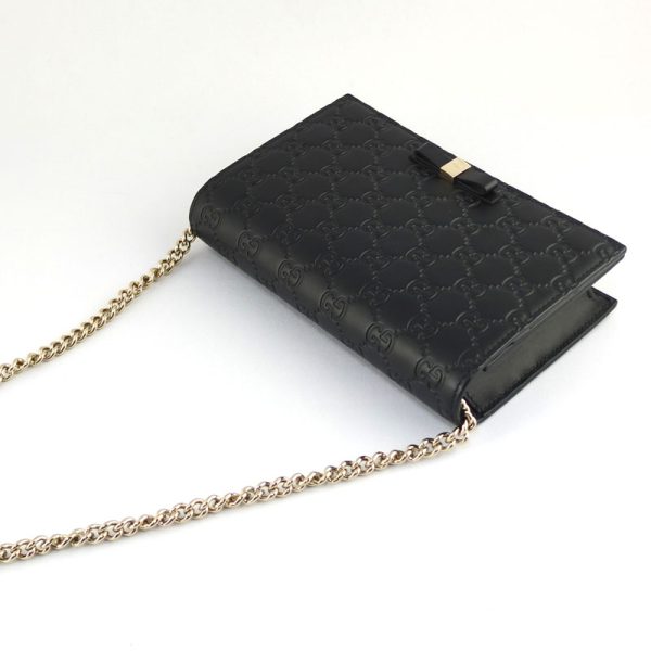 10004592 2 Gucci Chain Wallet Black Guccisima Shoulder Bag