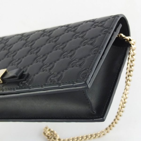 10004592 4 Gucci Chain Wallet Black Guccisima Shoulder Bag