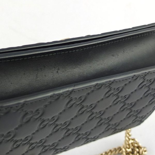 10004592 6 Gucci Chain Wallet Black Guccisima Shoulder Bag