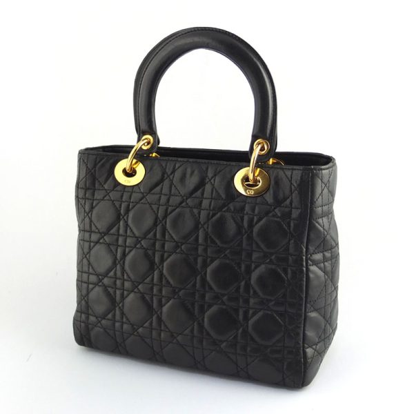 10004645 2 Christian Dior Lady Dior Lambskin Handbag Black