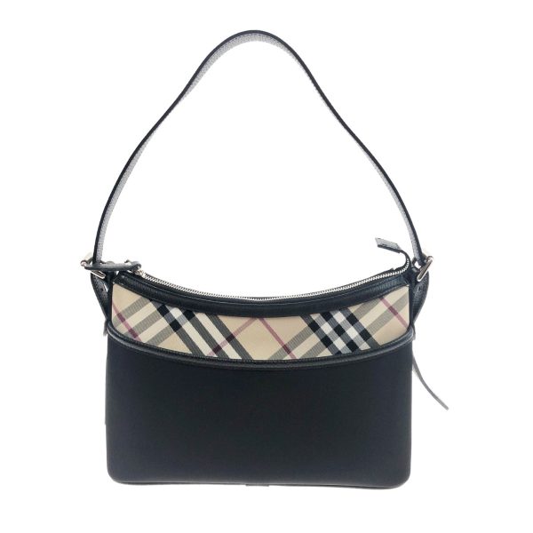 1016003130483 1 Burberry Nova Check Leather Shoulder Bag Black