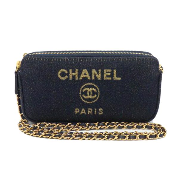 10254 1 Chanel Deauville Chain Wallet Black