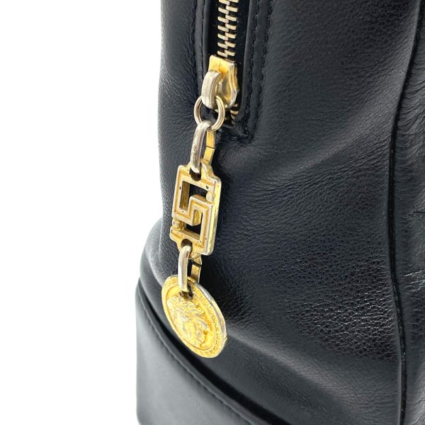 104020 19796 3 8 Gianni Versace Medusa Boston Leather Handbag Black