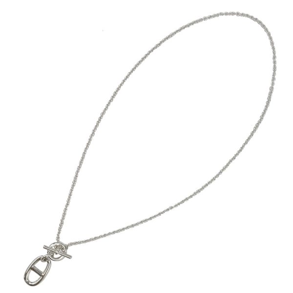 104141b00 02 Hermes Chaine d`Ancle Amulet Chain Charm Necklace Silver