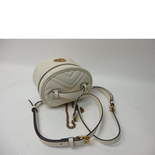 10418 4 Gucci GG Marmont Quilted Backpack White