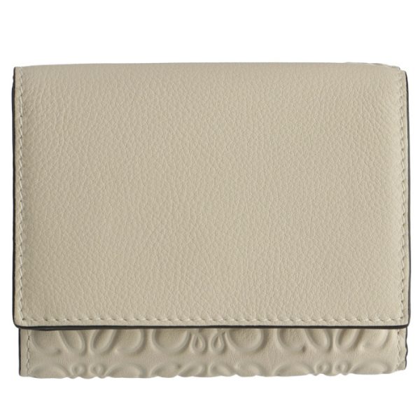 10755s2600302110 1 Loewe Trifold Mini Wallet Embossed Anagram Ivory White