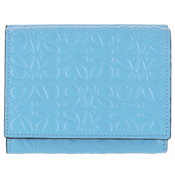 10910gs2600305145 1 Loewe Trifold Mini Wallet Embossed Anagram Blue