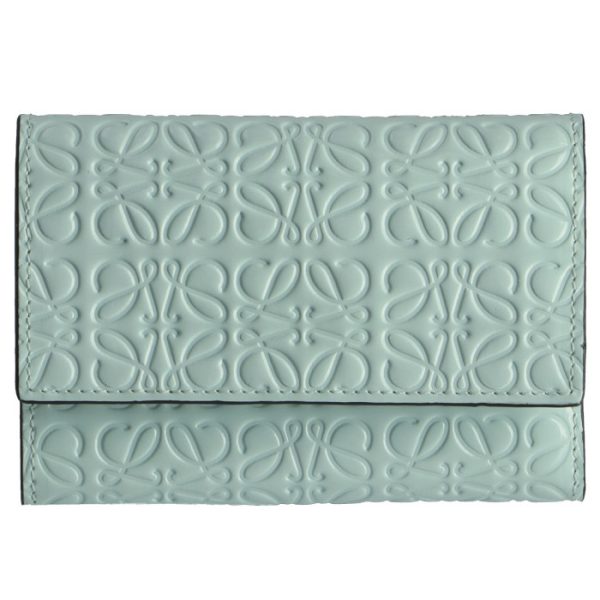 10910gs9700304329 1 Loewe Trifold Mini Wallet Embossed Anagram Mint Green