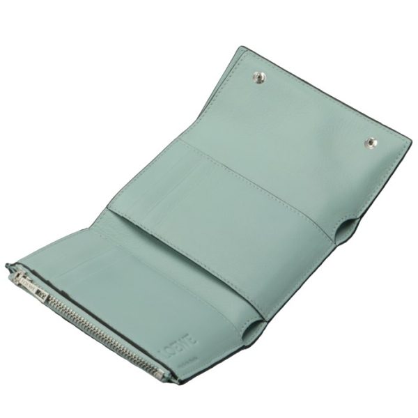 10910gs9700304329 4 Loewe Trifold Mini Wallet Embossed Anagram Mint Green