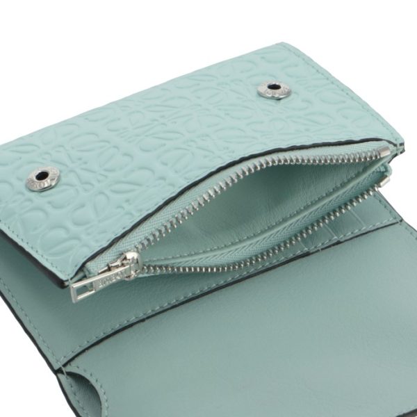 10910gs9700304329 6 Loewe Trifold Mini Wallet Embossed Anagram Mint Green