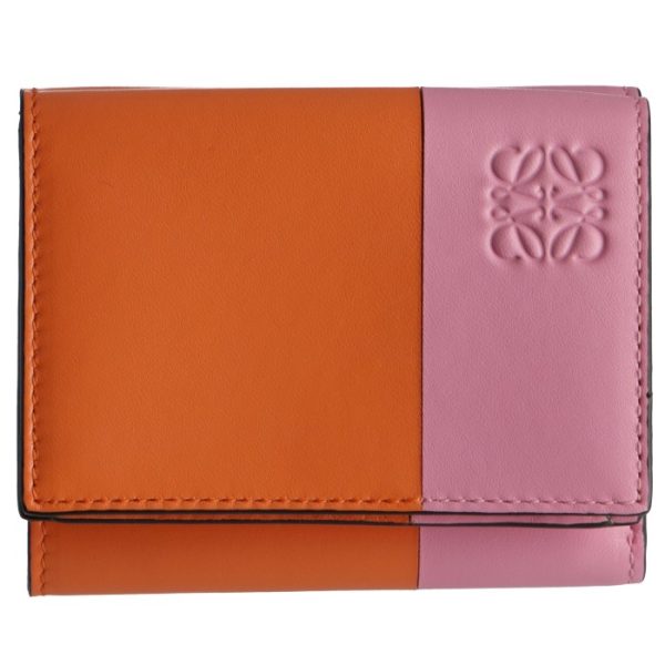 10910s2600099128 1 Loewe Trifold Mini Wallet Color Block Orange Pink