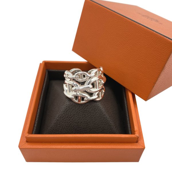 109506b 59 01 Hermes Chaine D`ANCRE Enchainee GM Ring Silver