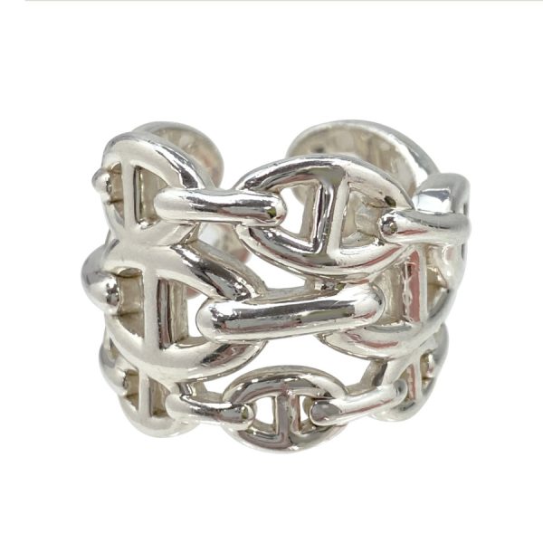 109506b 59 02 Hermes Chaine D`ANCRE Enchainee GM Ring Silver