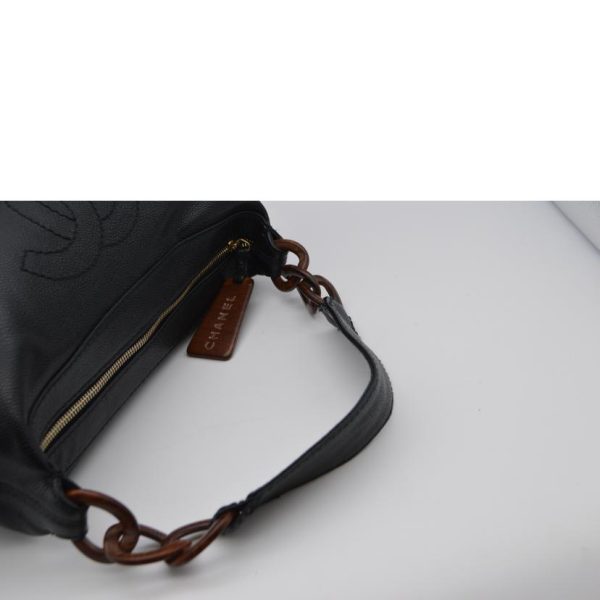 10985 4 Chanel Caviar Skin Chain Leather Handbag Black