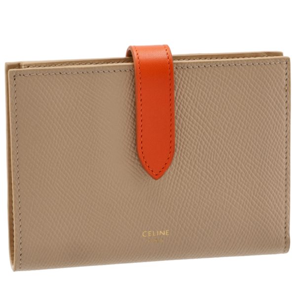 10b643bru02sp Celine Bifold Medium Strap Wallet Shell Pop Orange