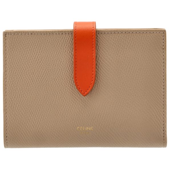 10b643bru02sp 1 Celine Bifold Medium Strap Wallet Shell Pop Orange