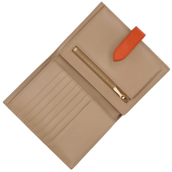 10b643bru02sp 4 Celine Bifold Medium Strap Wallet Shell Pop Orange