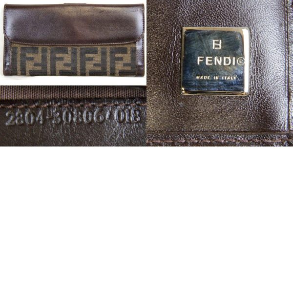 1105210403543i 6 c Fendi Canvas Long Wallet Brown