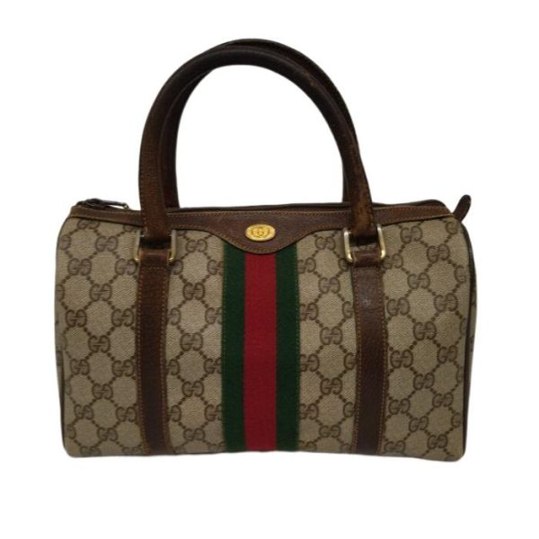 1128 5 1 Gucci Mini Boston Bag Sherry Line Vintage Brown