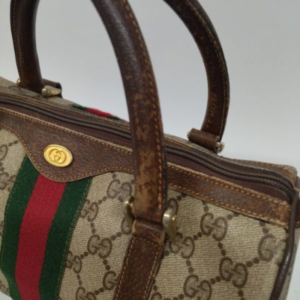 1128 5 8 Gucci Mini Boston Bag Sherry Line Vintage Brown