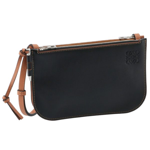 11354bz4300091329 Loewe Gate Double Zip Pouch Black Brown