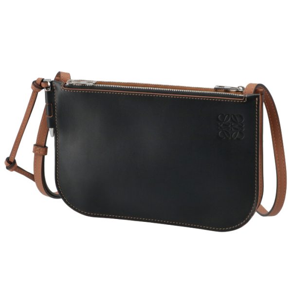 11354bz4300091329 1 Loewe Gate Double Zip Pouch Black Brown