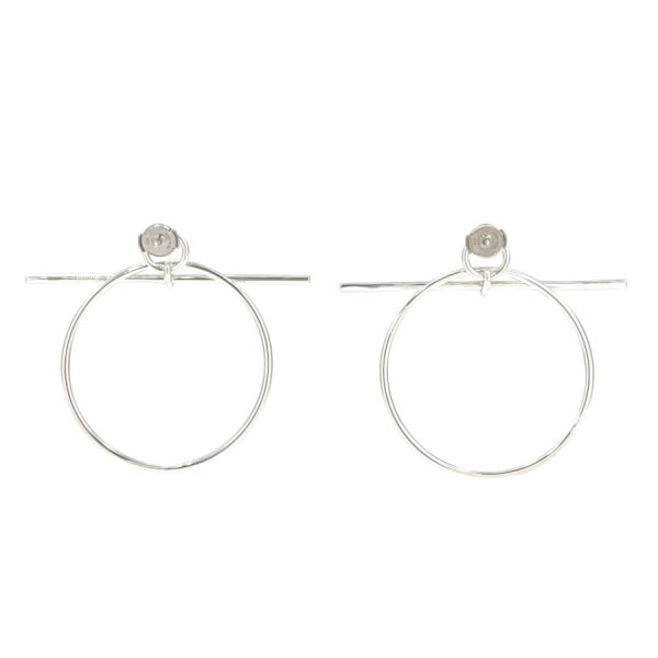 114504b00 03 Hermes Aaloop Boucles D`oreilles Loop Moyen Model MM Medium Earrings Silver