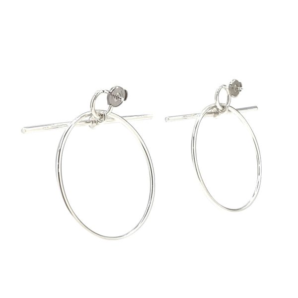 114504b00 04 Hermes Aaloop Boucles D`oreilles Loop Moyen Model MM Medium Earrings Silver