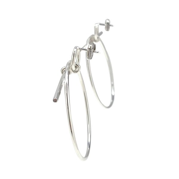 114504b00 05 Hermes Aaloop Boucles D`oreilles Loop Moyen Model MM Medium Earrings Silver